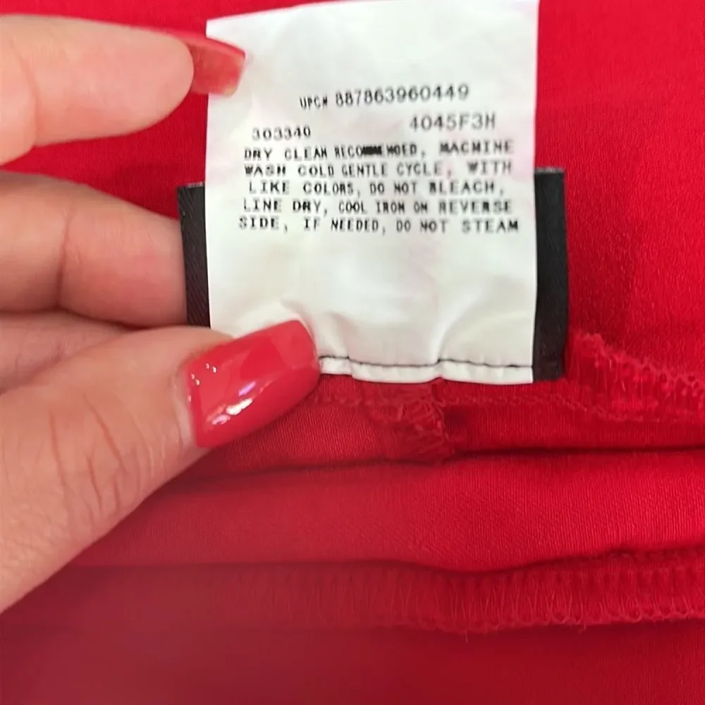 SOLID RED MIDI PENCIL SKIRT BACK SLIT SZ M STRECHY HIGT WAITS